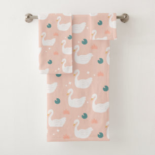 Rose en pastel de motif doux de cygne