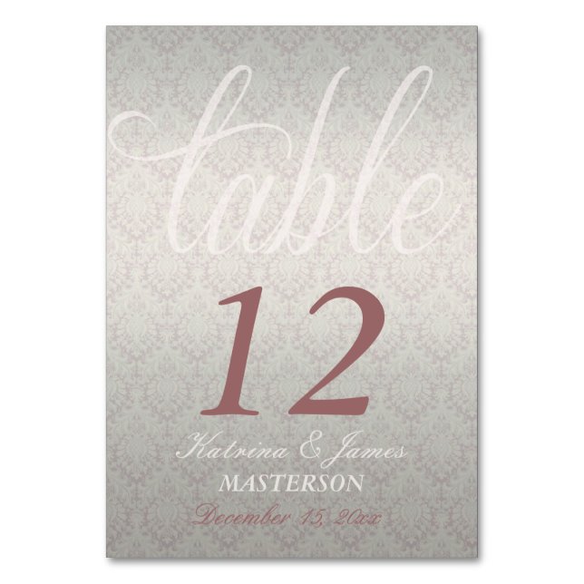 Rose en satin argenté Damassé  Carte de table déco (Par défaut)