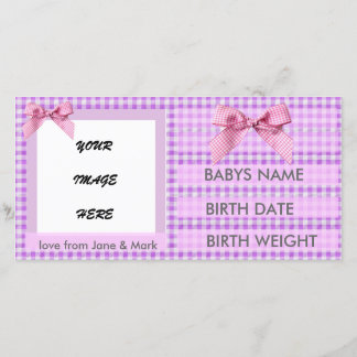 ROSE EN VICHY FAIRE-PART DE NAISSANCE