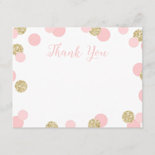 Rose et cartes de Merci de confettis de parties