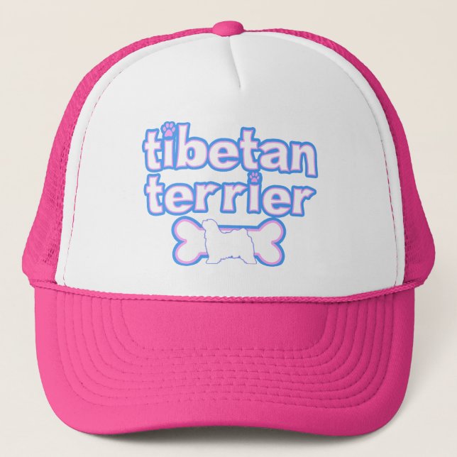 Rose et casquette bleu de Terrier tibétain (Devant)