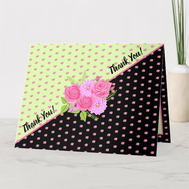 Rose et Dahlias Cartes de remerciements (Devant)