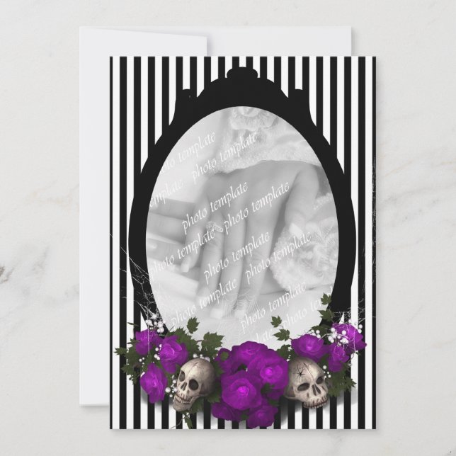 Rose et Faire-part de mariage de Goth à cadre crân (Devant)