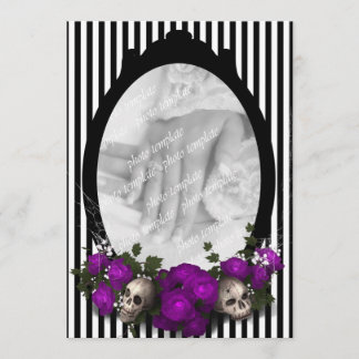 Rose et Faire-part de mariage de Goth à cadre crân