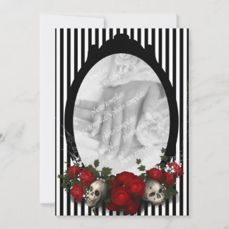 Rose et Faire-part de mariage de Goth à cadre crân