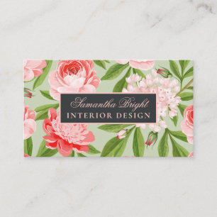 Rose et Feuille Carte de visite minimal