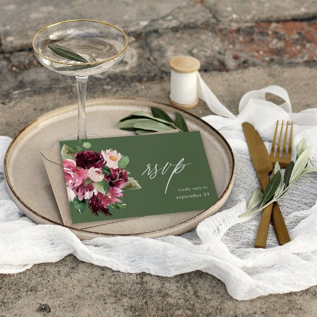 Rose et floral burgundy 7 w réponse repas - Vert (Créateur téléchargé)