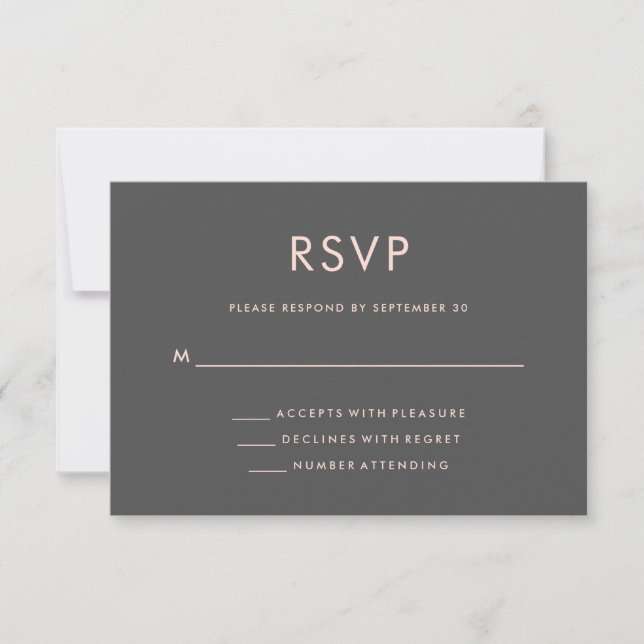 Rose et gris fumé | World Map Wedding RSVP (Devant)