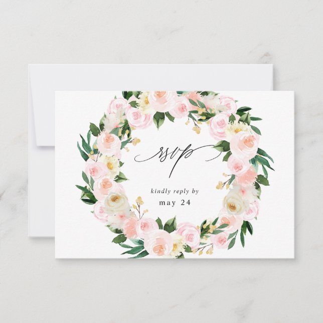 Rose et jaune floral avec RSVP de repas (Devant)