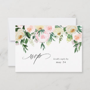 Rose et jaune floral avec RSVP de repas 4