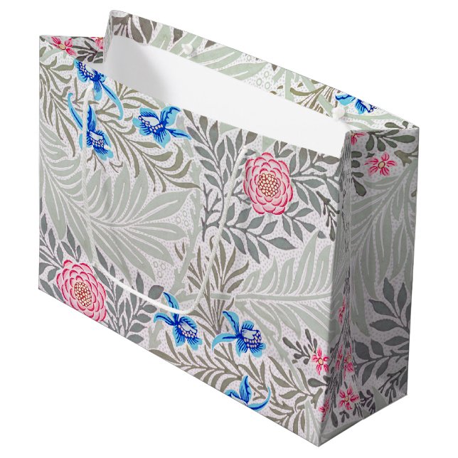 Rose et Larkspur, grand sac cadeau William Morris (Devant Angle)