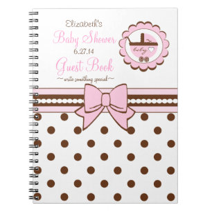 Rose et livre d'invité de douche de Brun-Bébé