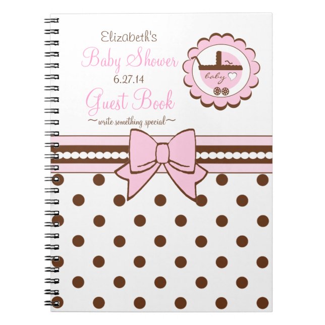 Rose et livre d'invité de douche de Brun-Bébé (Devant)