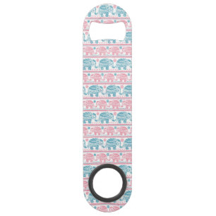 Rose et motif ethnique turquoise d'éléphant