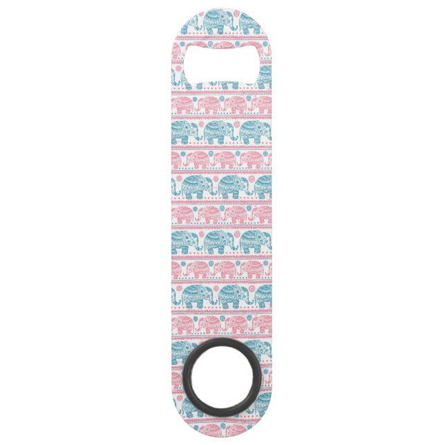 Rose et motif ethnique turquoise d'éléphant (Devant)