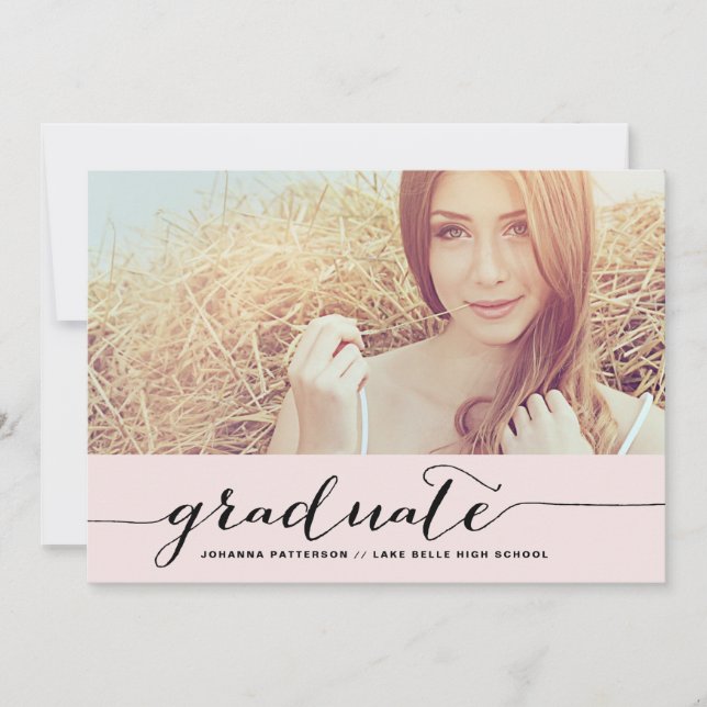 Rose et Noir | Faire-part de remise de diplômes ma (Devant)