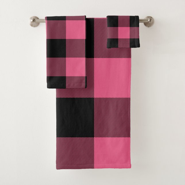 Rose et noir plaid rustique de buffle à carreaux (En situation)