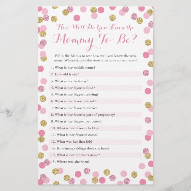 Rose et or Connaissez-vous bien le quiz Mommy (Devant)