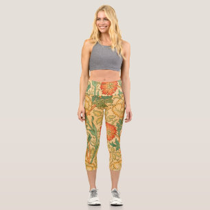 Rose et Rose par William Morris Capri Leggings