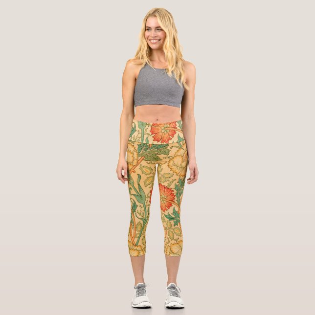 Rose et Rose par William Morris Capri Leggings (Recto)