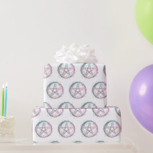 Rose et sarcelle Papier cadeau de sorcellerie blan