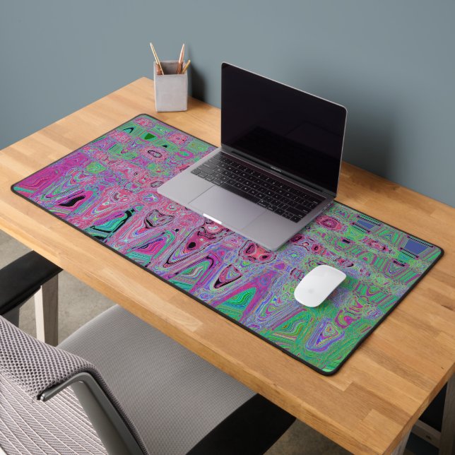 Rose et vert citron abstraites vagues atomiques gr (Bureau 2)