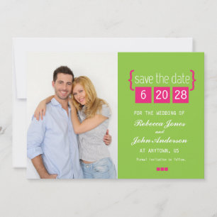 Rose et vert vif Enregistrer la carte Date
