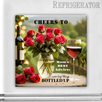 Rose et vin rouge amusant Maman Magnet