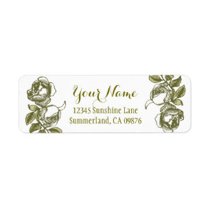 Rose Etching White Faux Gold Étiquette de adresse 
