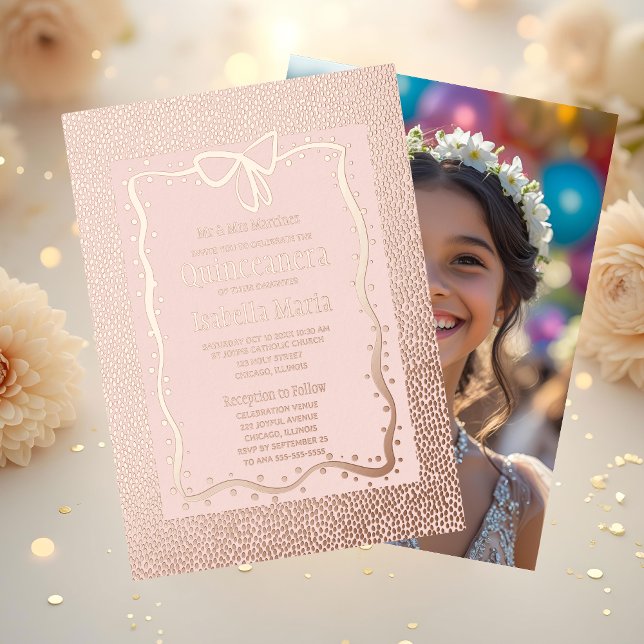 Rose étincelant or huile Quinceañera Invitation ro (Créateur téléchargé)