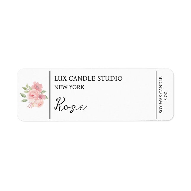 Rose Étiquette bougie (Devant)