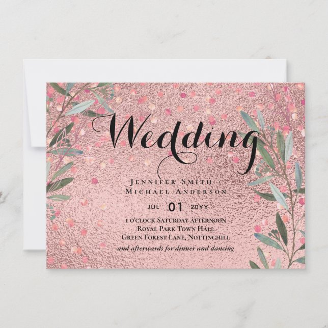 Rose Eucalyptus Feuille Foil Look MARIAGE (Devant)