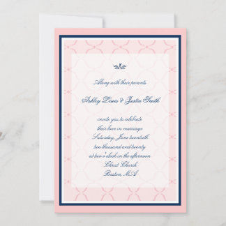Rose, faire-part de mariage traditionnel de bleu