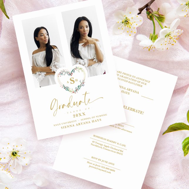 Rose Fancy Graduate Romantique Floral Heart 2 Phot (Créateur téléchargé)