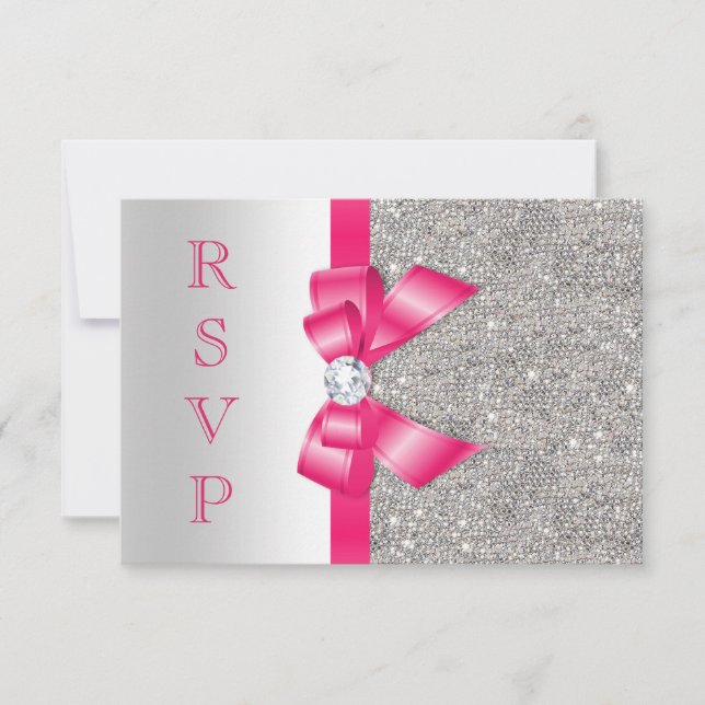 Rose Faux Nœud Papillon & Diamants RSVP (Devant)