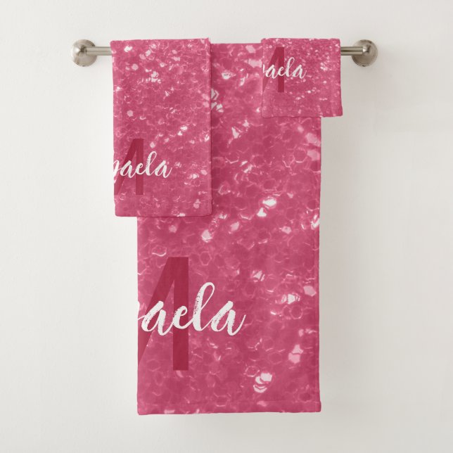 Rose faux pailleté rose clair Monogramme (En situation)
