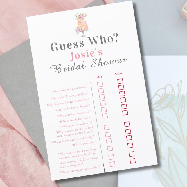 Rose Fête des mariées Aquarelle Devinez Qui ? (Créateur téléchargé)