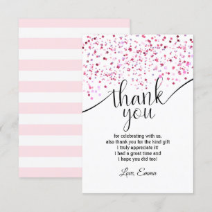 rose, fille, confettis,  carte de remerciement