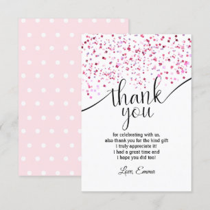 rose, fille, confettis,  carte de remerciement