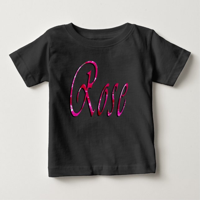 Rose, Filles, Nom Logo, T-shirt noir pour bébé (Devant)