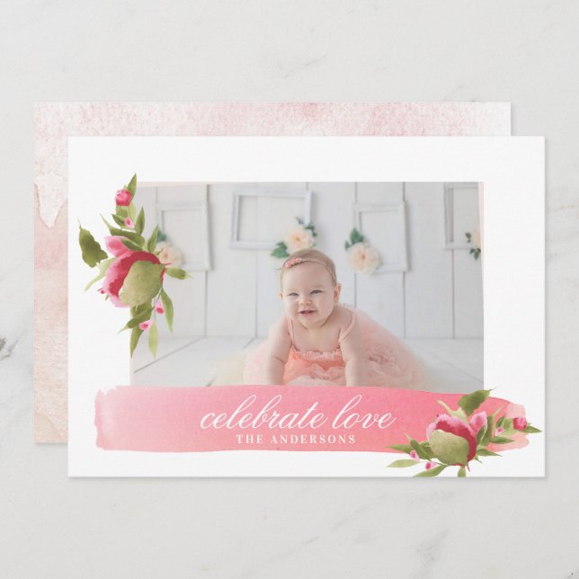 rose floral amour célébration valentines carte pho (Devant / Derrière)