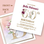 Rose Floral B 60e Anniversaire Fête Invitation<br><div class="desc">Organisez la célébration parfaite du 60e anniversaire avec cet élégant monogramme rose floral B présenté à l'envers pour les noms des filles d'anniversaire en commençant par la lettre B. Des chiffres floraux élégants sont utilisés dans l'invitation à accentuer l'âge de fête.</div>