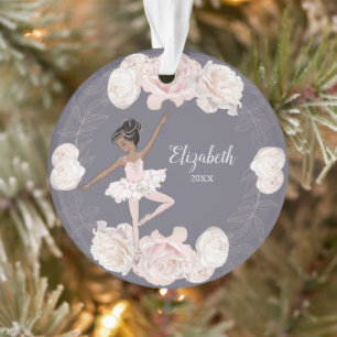 Rose Floral Ballerina Black Hair Girl Personnalisé