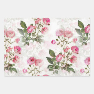 Rose floral blanc roses Papier Feuille plate Ensem