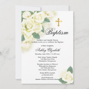 Rose Floral Bouquet Baptême Fête Invitation