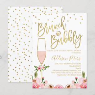 Rose Floral Brunch Bubbly Bridal Shower Invitation
