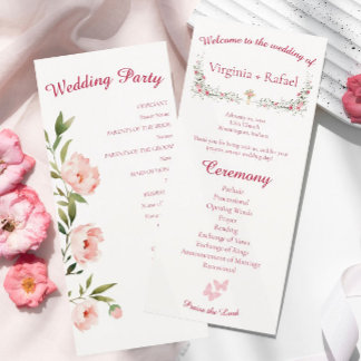 Rose Floral Cream Christian Wedding Programme