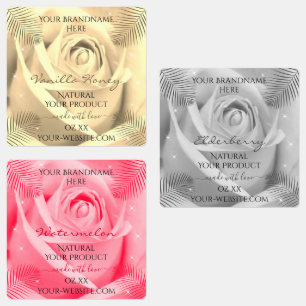 Rose floral crème pâle gris rose Étiquettes de pro