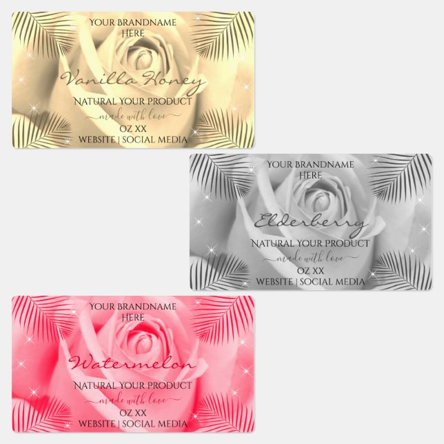 Rose floral crème pâle gris rose Étiquettes de pro (Groupe)