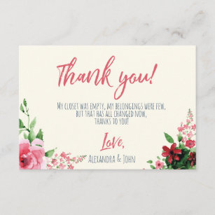 Rose floral de carte de remerciements de baby